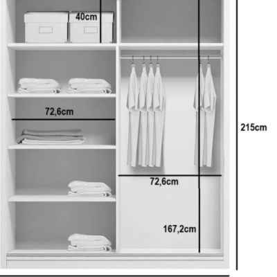 Geräumiger Kleiderschrank AMADEO, Breite 150 cm, Höhe 215 cm