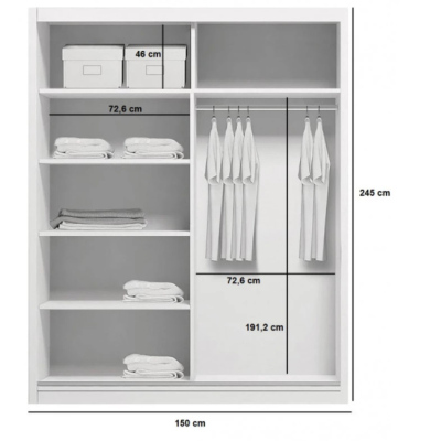 Geräumiger Kleiderschrank AMADEO, Breite 150 cm, Höhe 245 cm