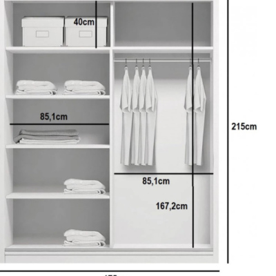 Geräumiger Kleiderschrank AMADEO, Breite 175 cm, Höhe 215 cm