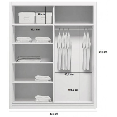 Geräumiger Kleiderschrank AMADEO, Breite 175 cm, Höhe 245 cm