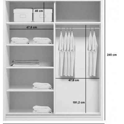 Kleiderschrank mit Spiegel ANASTACIO, Breite 100 cm, Höhe 245 cm