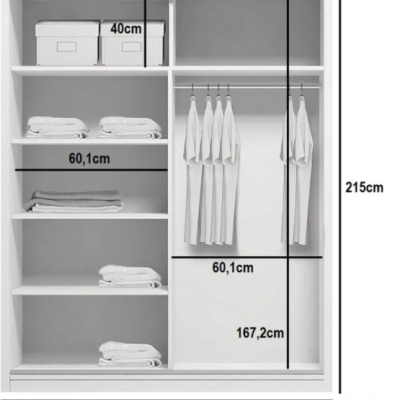 Kleiderschrank mit Spiegel ANASTACIO, Breite 125 cm, Höhe 215 cm