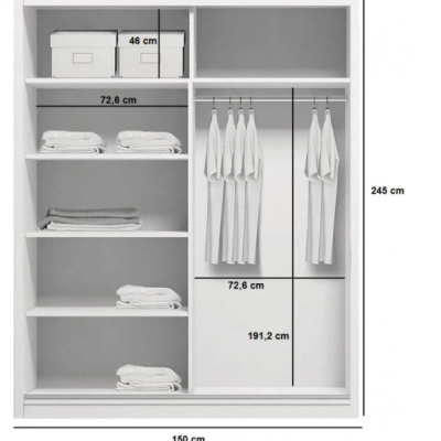 Kleiderschrank mit Spiegel ANASTACIO, Breite 150 cm, Höhe 245 cm