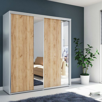 Geräumiger Kleiderschrank mit Spiegel ANTONIO, Breite 100 cm, Höhe 215 cm