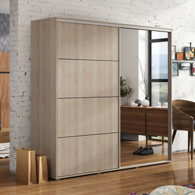 Geräumiger Kleiderschrank mit Spiegel ENRIQUE, Breite 100 cm, Höhe 215 cm