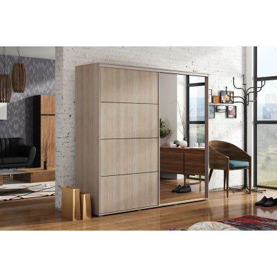 Geräumiger Kleiderschrank mit Spiegel ENRIQUE, Breite 100 cm, Höhe 215 cm