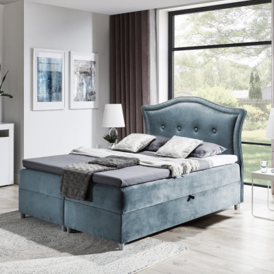 Elegantes rustikales Bett Bradley 120x200, graublau