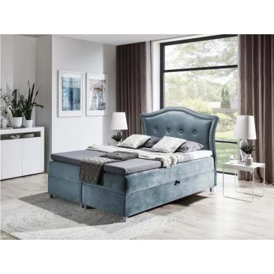 Elegantes rustikales Bett Bradley 120x200, graublau