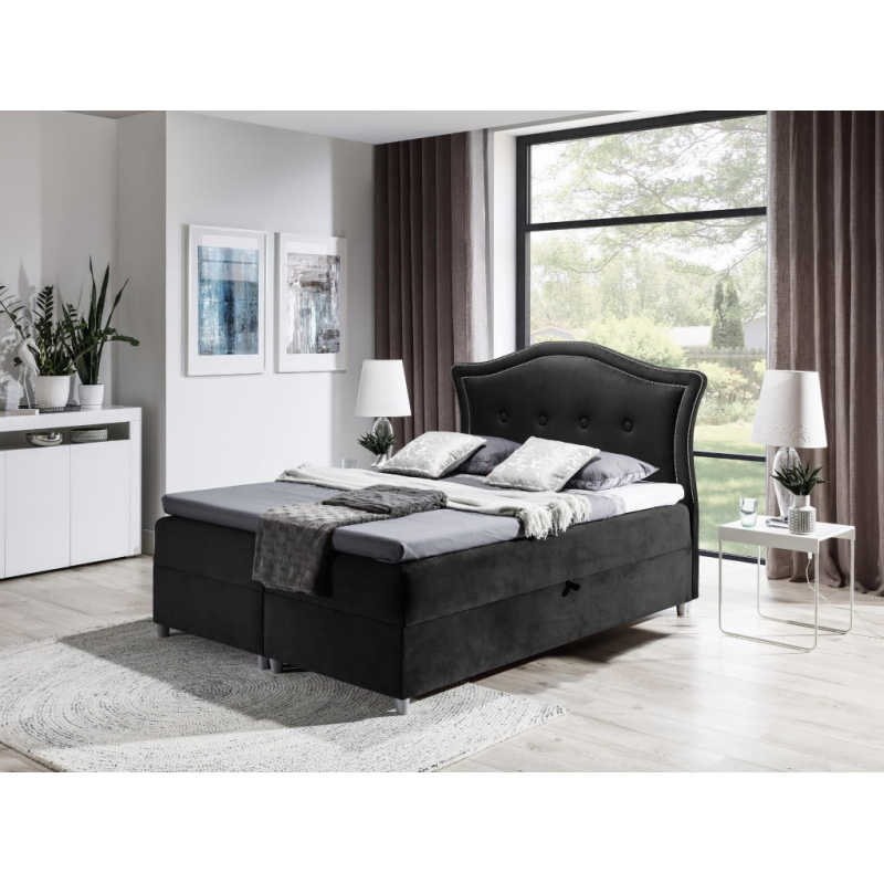 Elegantes rustikales Bett Bradley 120x200, schwarz