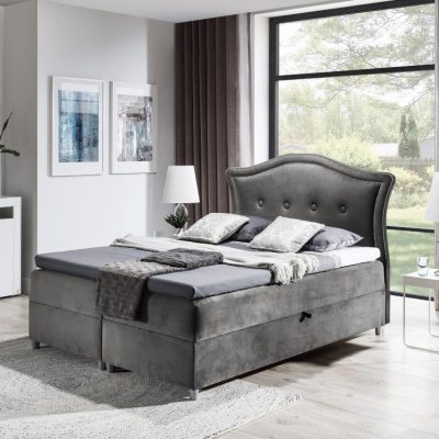 Elegantes rustikales Bett Bradley 140x200, grau