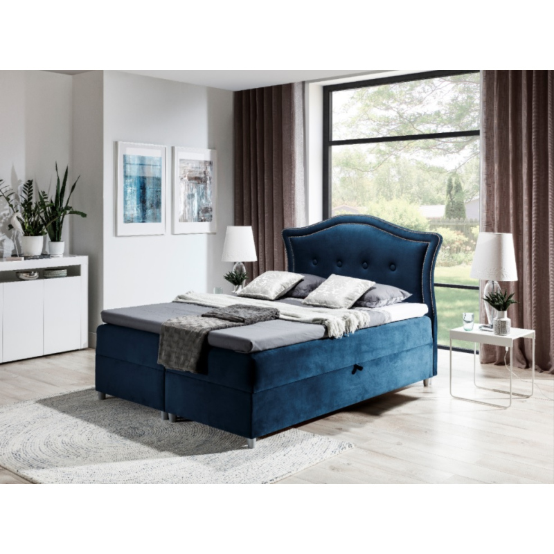 Elegantes rustikales Bett Bradley 140x200, blau