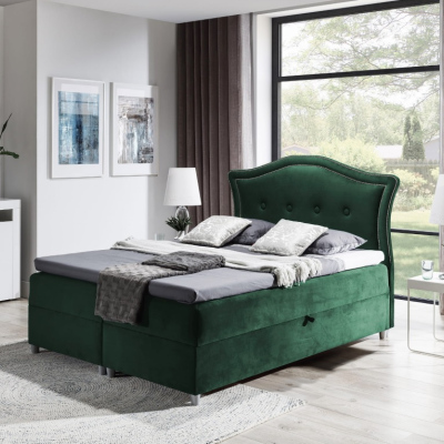 Elegantes rustikales Bett Bradley 120x200, grün + TOPPER