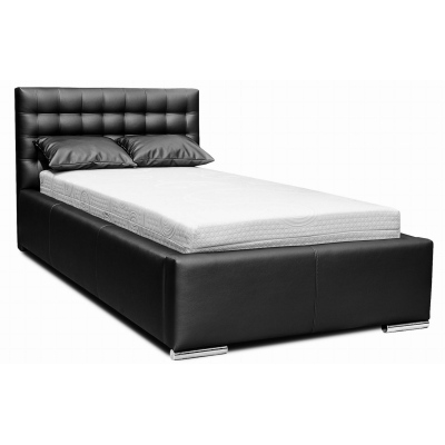 Elegantes Polsterbett Natal Mini 90x200, schwarzes Öko-Leder