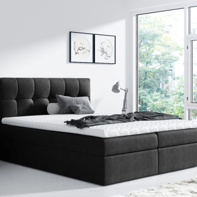 Einfaches Bett Rex 120x200, schwarz + TOPPER