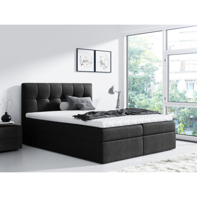 Einfaches Bett Rex 120x200, schwarz + TOPPER