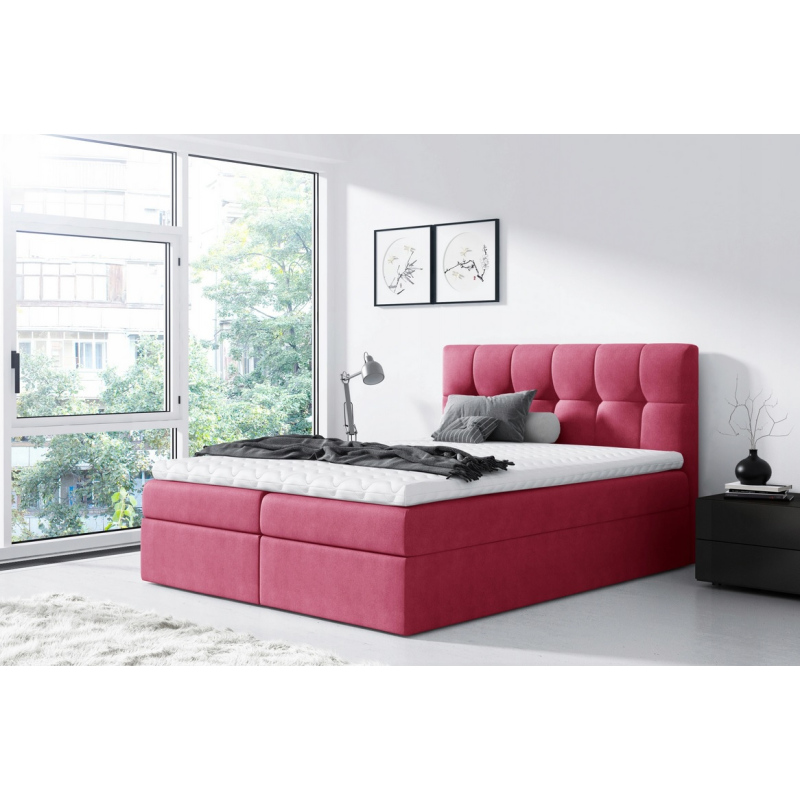 Einfaches Bett Rex 120x200, rot + TOPPER