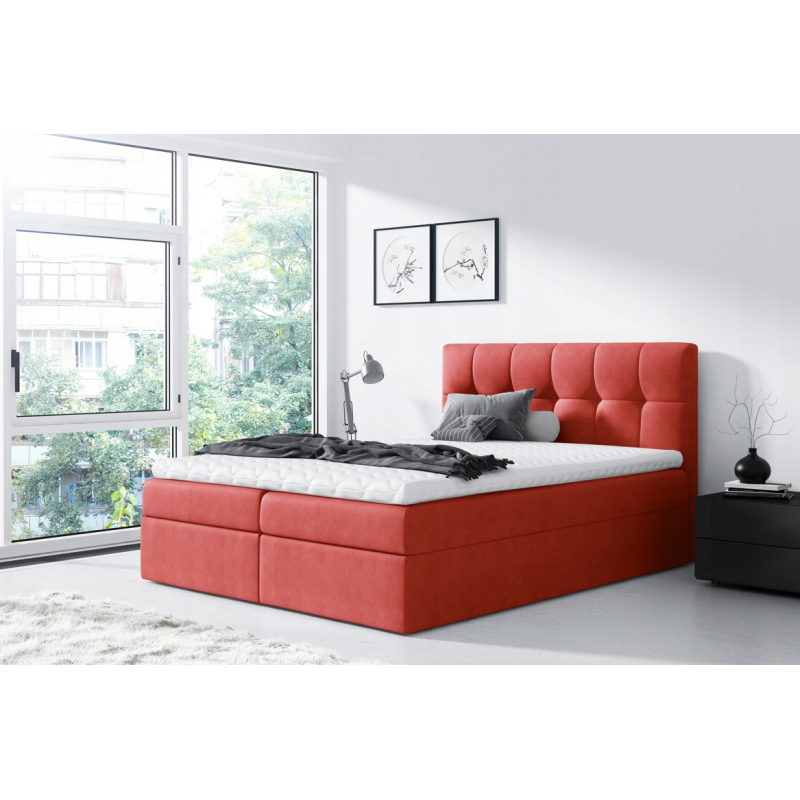 Einfaches Bett Rex 120x200, orange + TOPPER