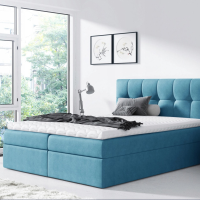 Einfaches Bett Rex 120x200, blau + TOPPER