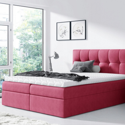 Einfaches Bett Rex 140x200, rot + TOPPER