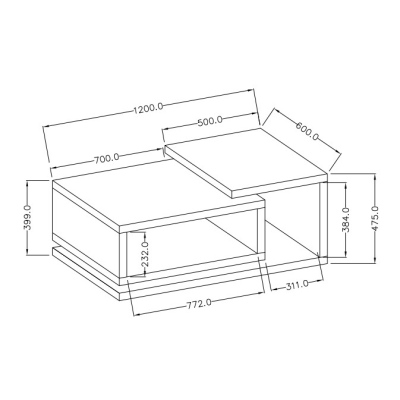 Atypischer KIBOU Couchtisch, Ribbec-Eiche