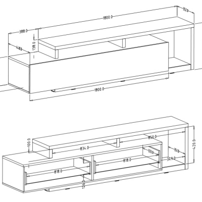 Designer-Fernsehtisch KIBOU, Eiche Ribbec