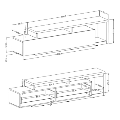 Designer-Fernsehtisch KIBOU, Eiche Ribbec