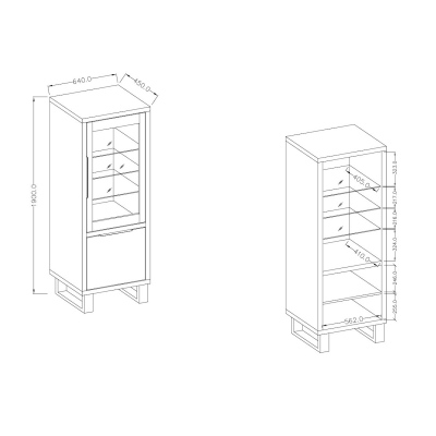 Minimalistische zweitürige Vitrine GEJFUN, Wotan-Eiche