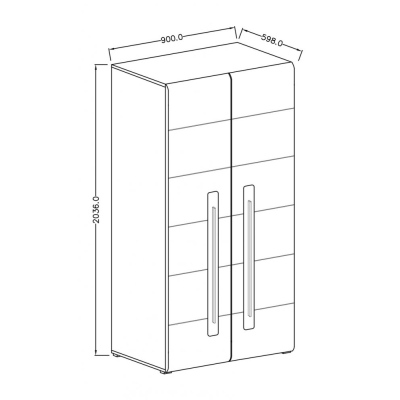 Zweitüriger Kombischrank IVA – Breite 90 cm, Grandson-Eiche