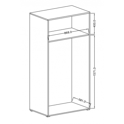 Zweitüriger Kombischrank IVA – Breite 90 cm, Grandson-Eiche