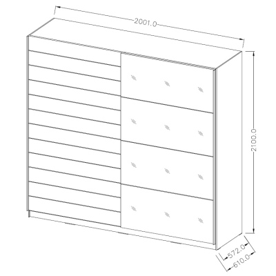 Kombinierter Schrank MARCELA mit Spiegel 200 cm, Monastery-Eiche