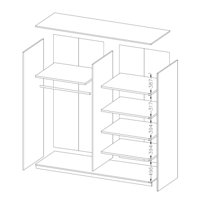 Kombinierter Schrank MARCELA mit Spiegel 200 cm, Monastery-Eiche