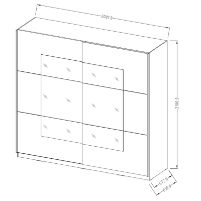 Kombinierter Schrank MARCELA mit Spiegel 200 cm, San Remo Eiche