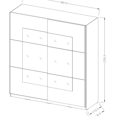 Schrank MARCELA mit Spiegel 180 cm, Eiche San Remo