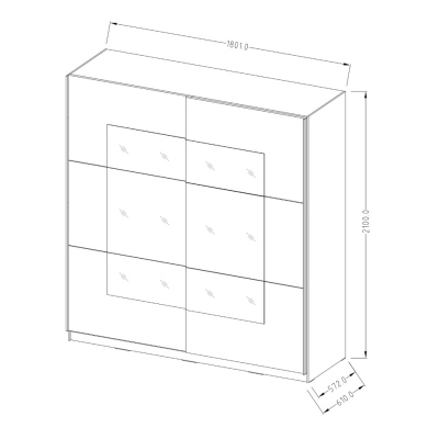 Schrank MARCELA mit Spiegel 180 cm, Eiche San Remo