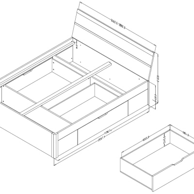 Doppelbett MARCELA 160x200, San Remo Eiche