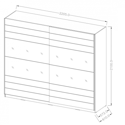 Geräumiger Kleiderschrank mit Spiegel SÁRA 220 cm, Eiche San Remo