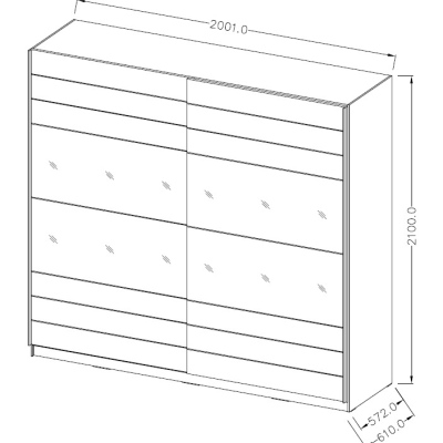 Spiegelschrank SÁRA 200 cm, Eiche San Remo