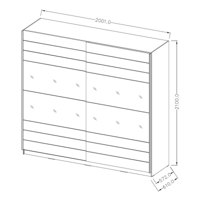 Spiegelschrank SÁRA 200 cm, Eiche San Remo