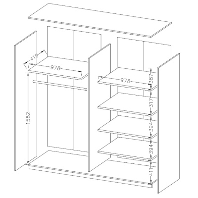 Spiegelschrank SÁRA 200 cm, Eiche San Remo