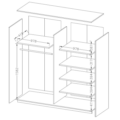 Spiegelschrank SÁRA 200 cm, Eiche San Remo