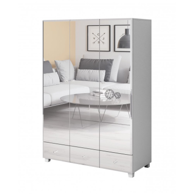 Eleganter dreitüriger Kleiderschrank APRICA – Breite 129 cm, weiß