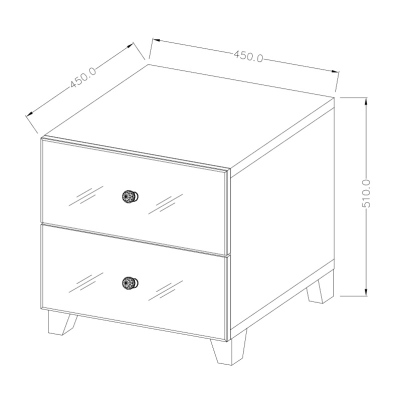 Spiegel-Nachttisch APRICA, grau