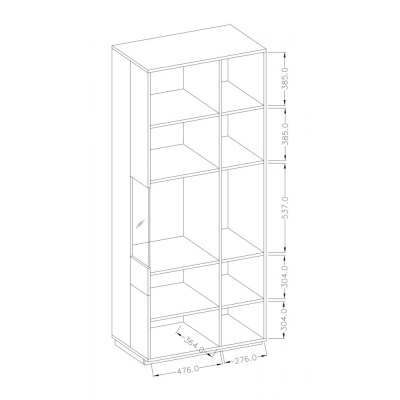 Elegante Vitrine SHADI links, weiß / Wotan-Eiche