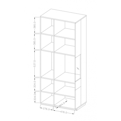 Elegante Vitrine SHADI rechts, weiß / Wotan-Eiche