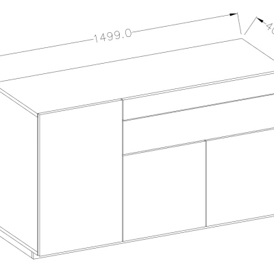 Dreitürige Kommode SHADI, weiß + Beton