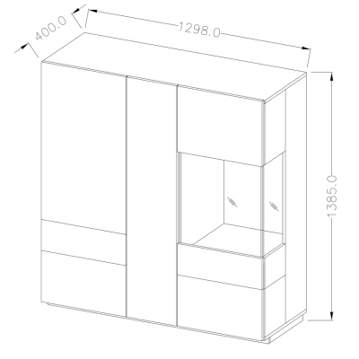 Hohe dreitürige Kommode SHADI, weiß + Beton