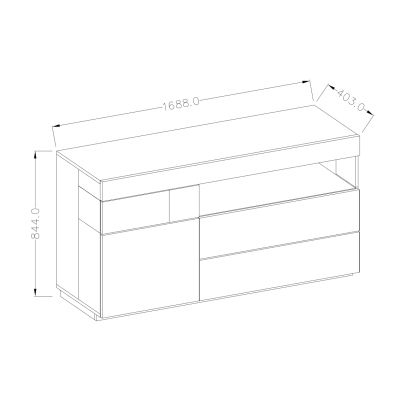 Moderne Kommode mit Schubladen SHADI, Weiß + Beton