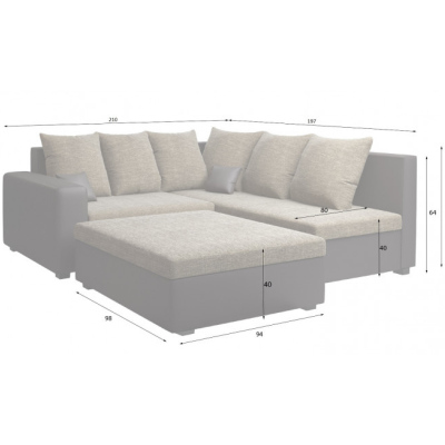 Geräumige Couchgarnitur MONIKA, Taburette 98x94, beige + braun