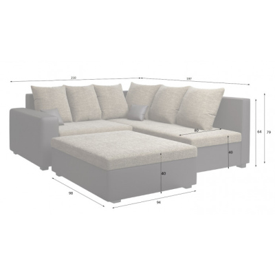 Geräumige Couchgarnitur MONIKA, Taburette 98x94, beige + braun