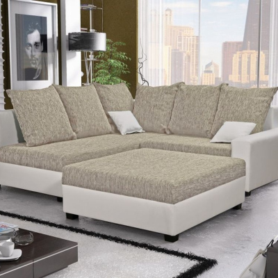 Geräumige Couchgarnitur MONIKA, Hocker 98x94, beige